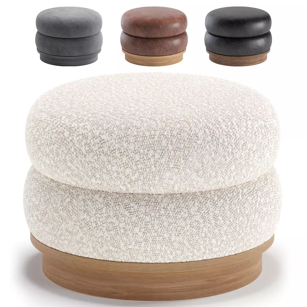 Split Pouf by Emmanuelle Simon Velvet and Leather 3D model_0