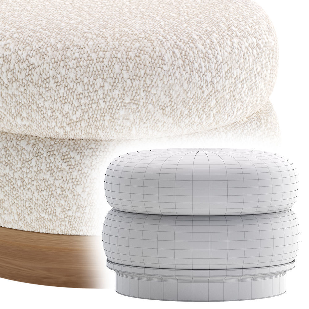 Split Pouf by Emmanuelle Simon Velvet and Leather 3D model_4