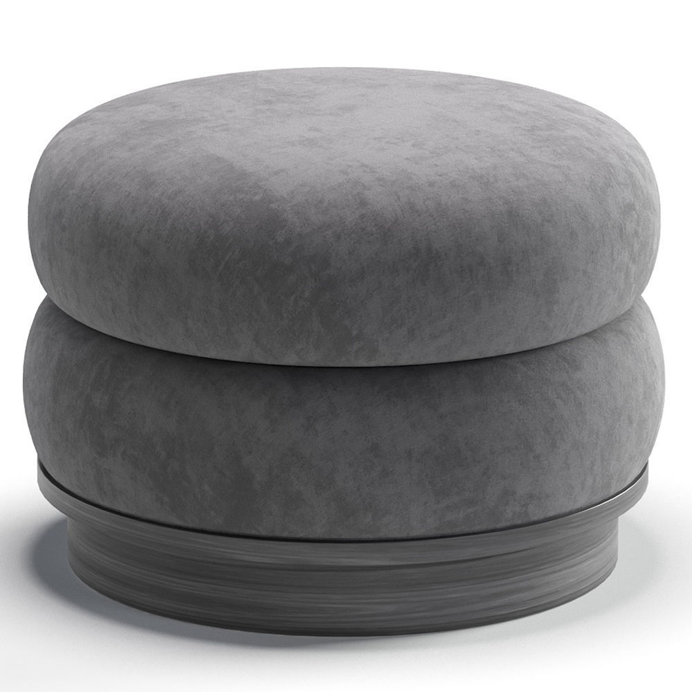 Split Pouf by Emmanuelle Simon Velvet and Leather 3D model_2