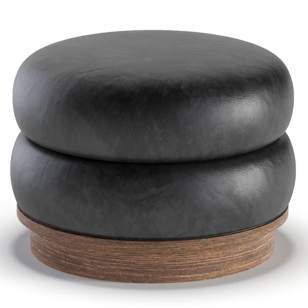 Split Pouf by Emmanuelle Simon Velvet and Leather 3D model_1