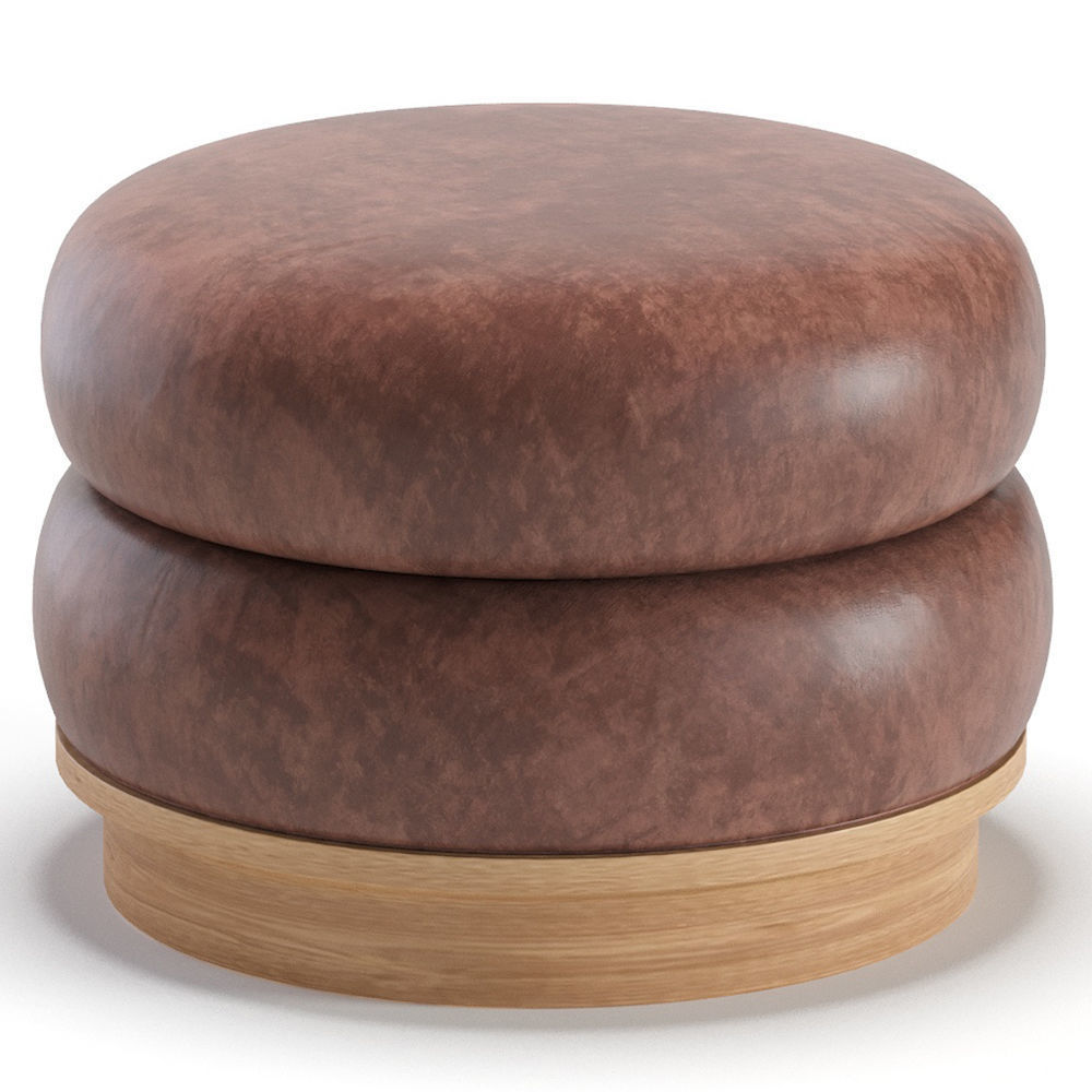 Split Pouf by Emmanuelle Simon Velvet and Leather 3D model_3