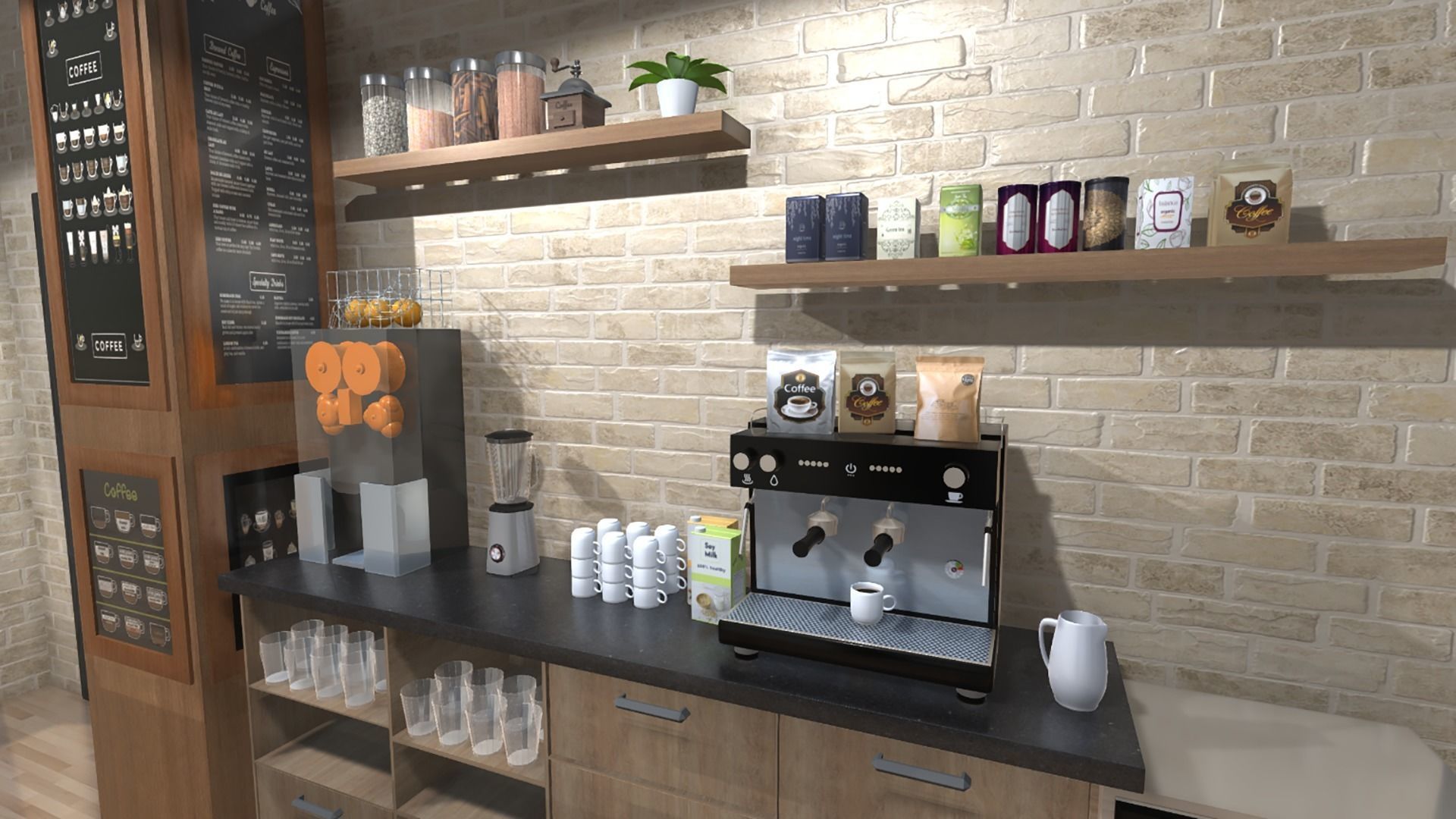 Coffee Shop Low-poly 3D model_2