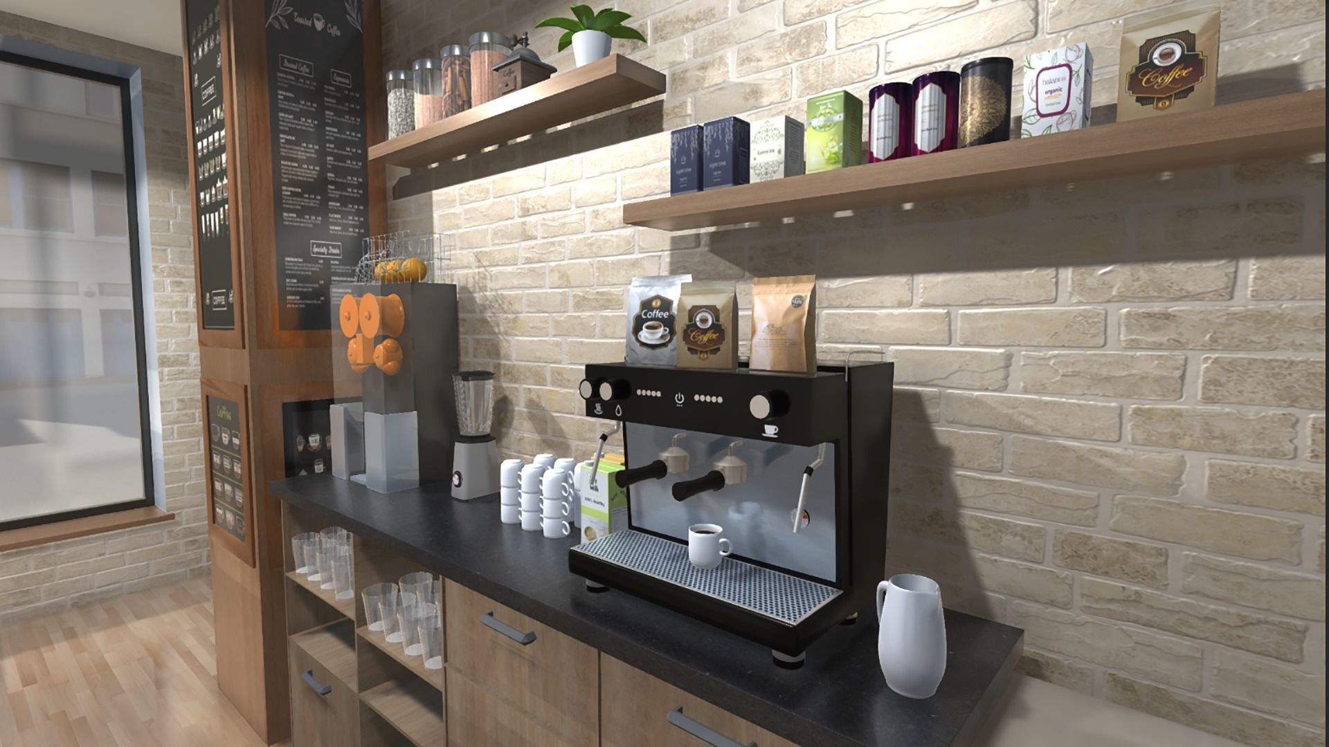 Coffee Shop Low-poly 3D model_4