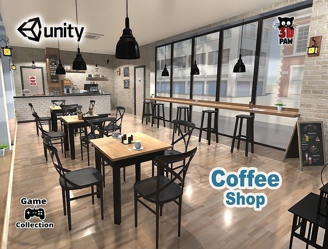 Coffee Shop Low-poly 3D model