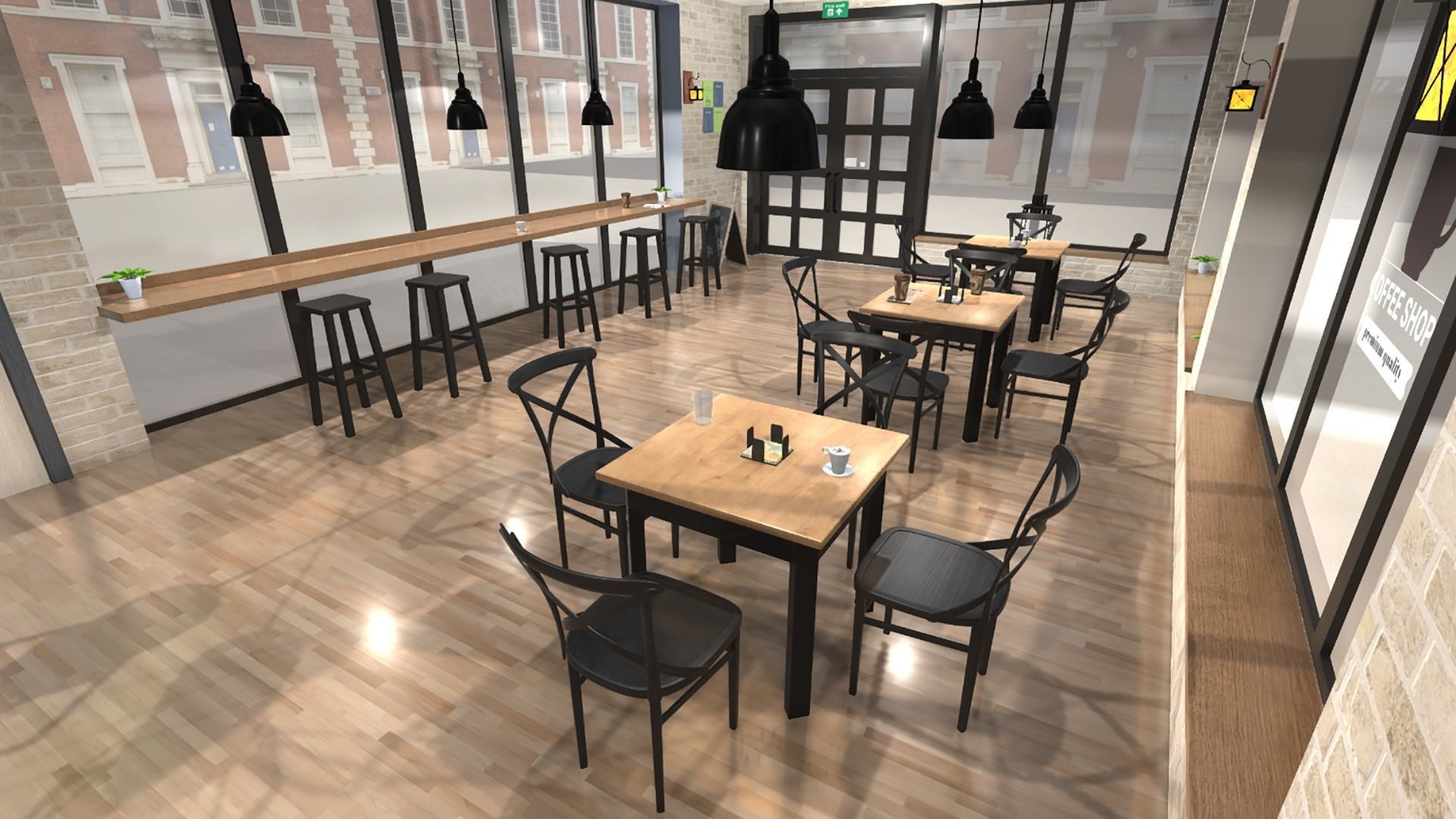 Coffee Shop Low-poly 3D model_9
