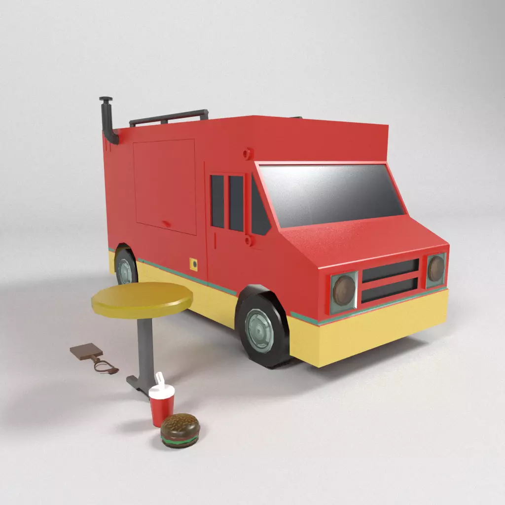 food truck lowpoly Low-poly 3D model