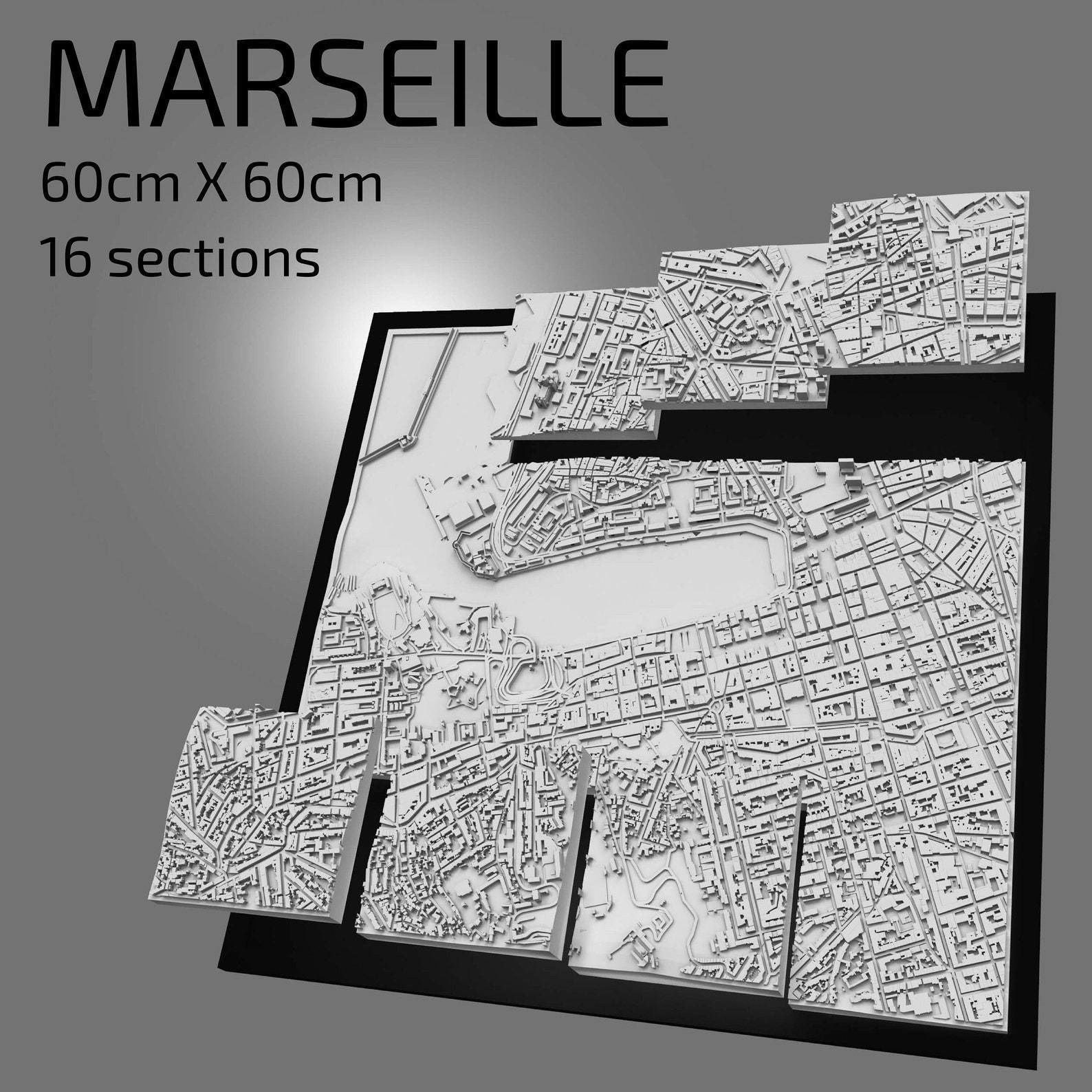 3D Marseille Map City Art Landmark Marseille Skyline 3D Art 3D print model_1