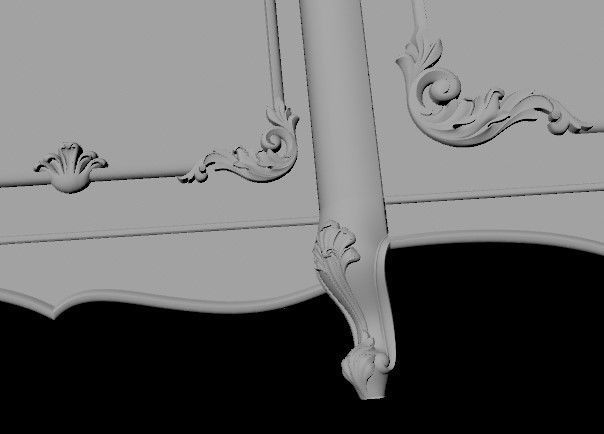 closet ornate cabinet with gold trim 3D model_4