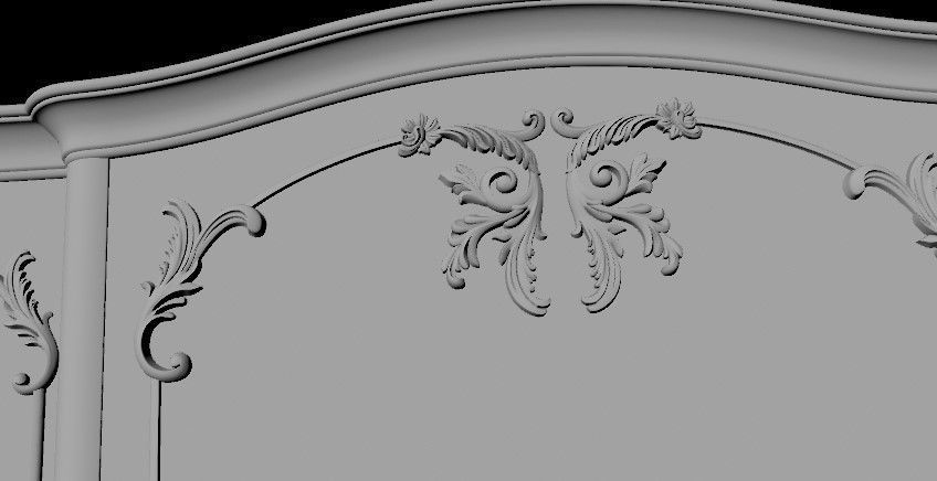 closet ornate cabinet with gold trim 3D model_7