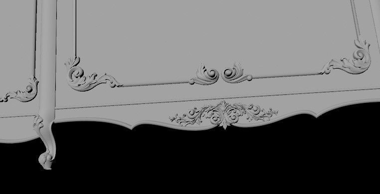 closet ornate cabinet with gold trim 3D model_3