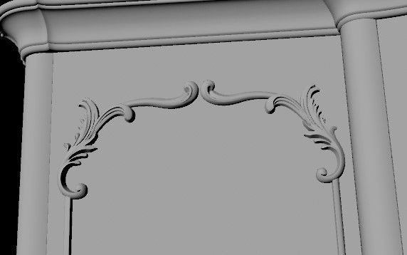 closet ornate cabinet with gold trim 3D model_2