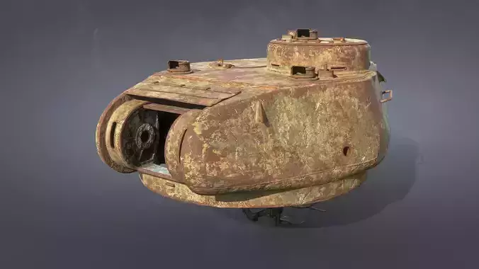 T-34-85 Turret Rusted Low-poly 3D model