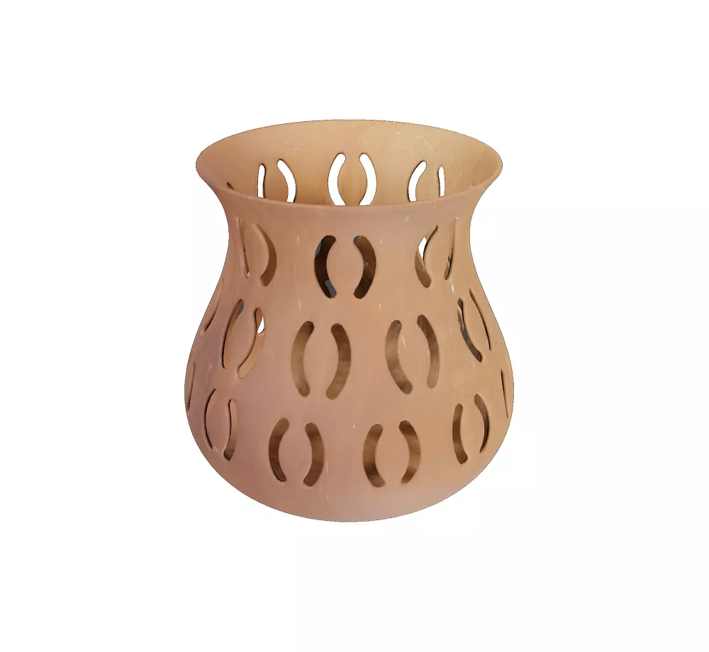 Wooden Flower Vase Low-poly 3D model_0