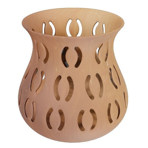 Wooden Flower Vase Low-poly 3D model_1