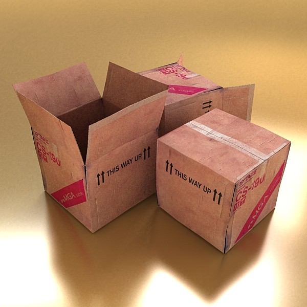 Photoreal Cardboard Box 2 3D model_2