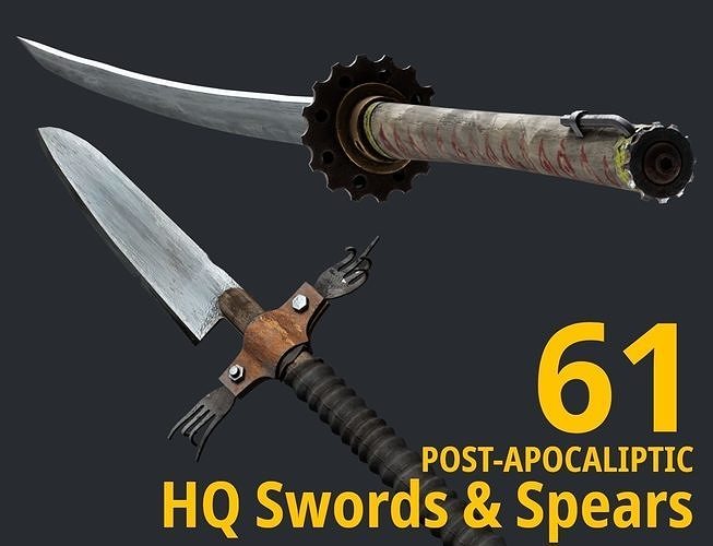 Post-Apocalyptic Swords and Spears 3D Model Pack