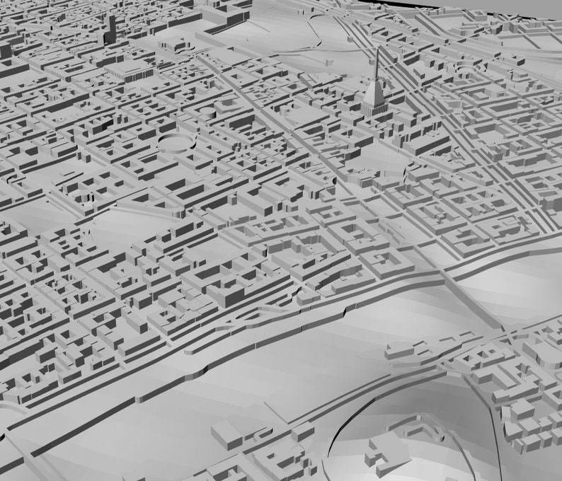 3D Turin Map 3D City Art Landmark Model of Turin Skyline 3D Art 3D print model_2