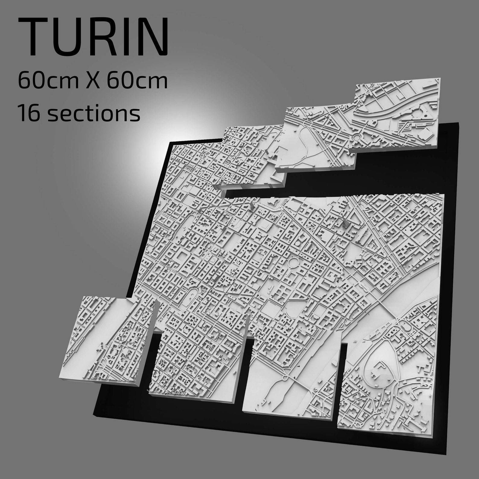 3D Turin Map 3D City Art Landmark Model of Turin Skyline 3D Art 3D print model_1