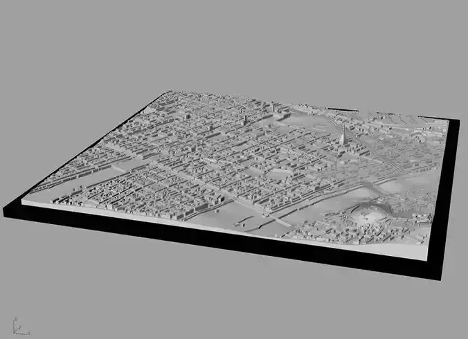 3D Turin Map 3D City Art Landmark Model of Turin Skyline 3D Art 3D print model