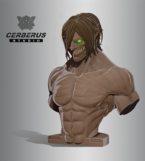 EREN TITAN BUST- ATTACK ON TITAN - shingueki no kiojin 3D print model_1