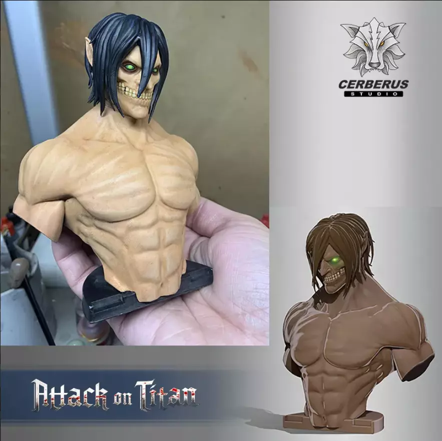 EREN TITAN BUST- ATTACK ON TITAN - shingueki no kiojin 3D print model_0