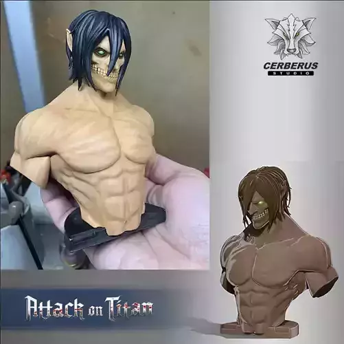 EREN TITAN BUST- ATTACK ON TITAN - shingueki no kiojin 3D print model