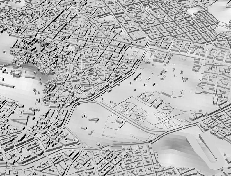 3D Athens Map City Art Landmark Model of Athens Skyline 3D Art 3D print model_3