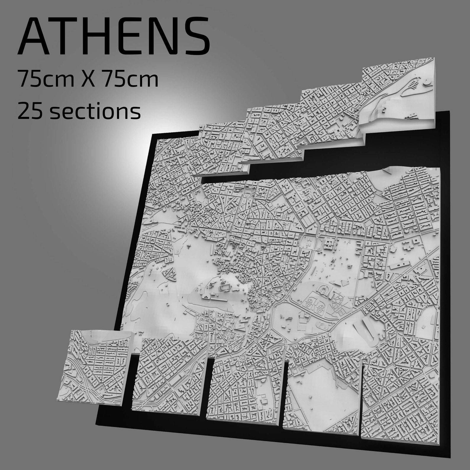 3D Athens Map City Art Landmark Model of Athens Skyline 3D Art 3D print model_1