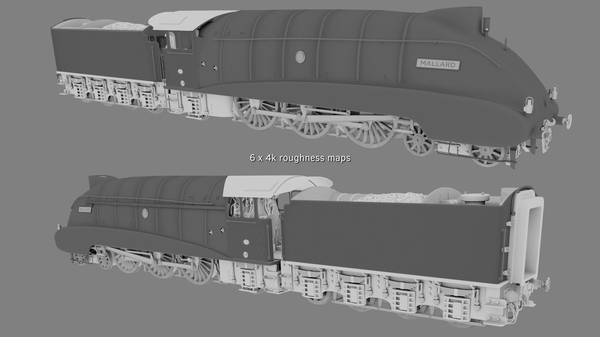 Mallard steam train 3D model_15