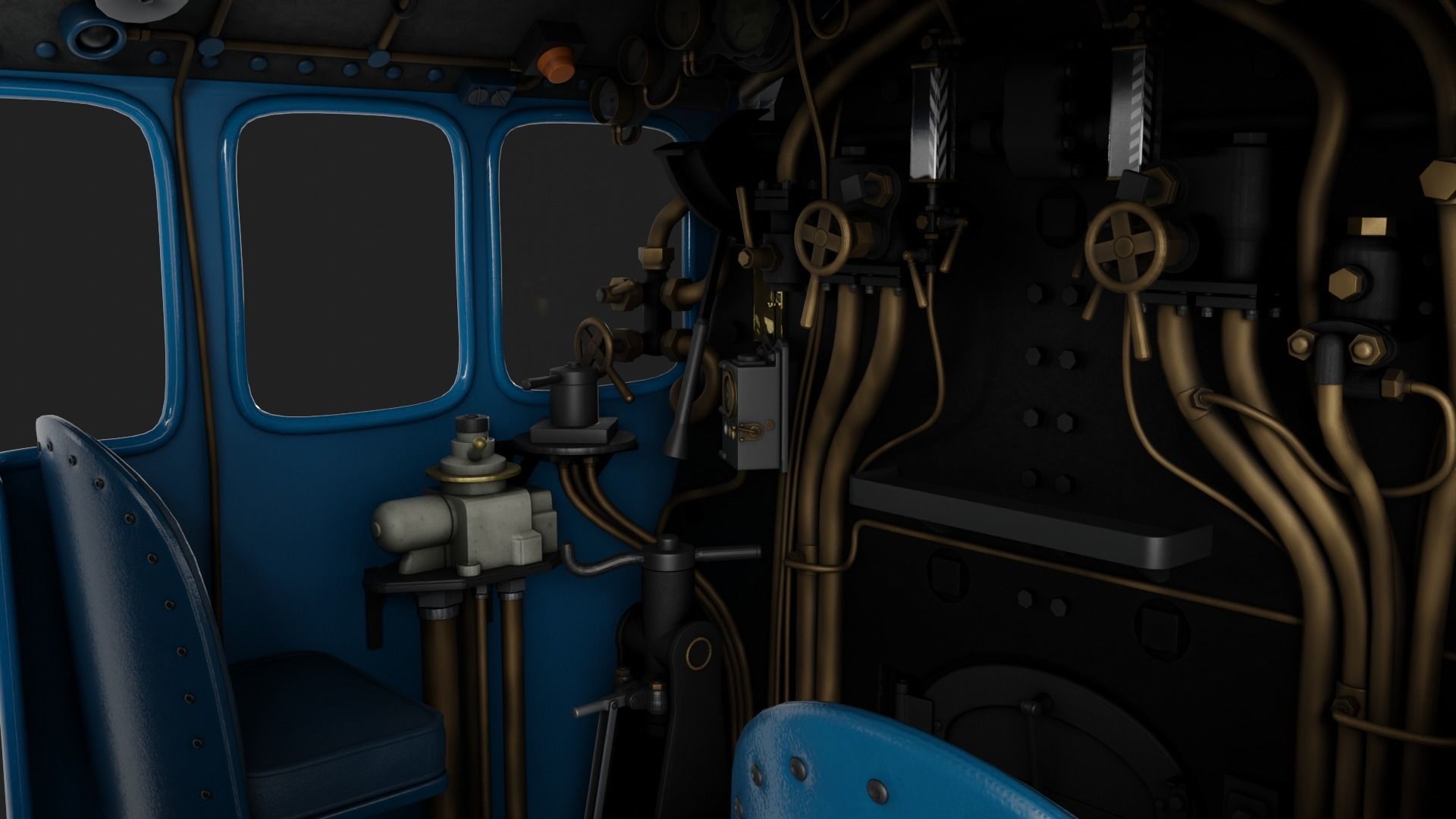 Mallard steam train 3D model_6