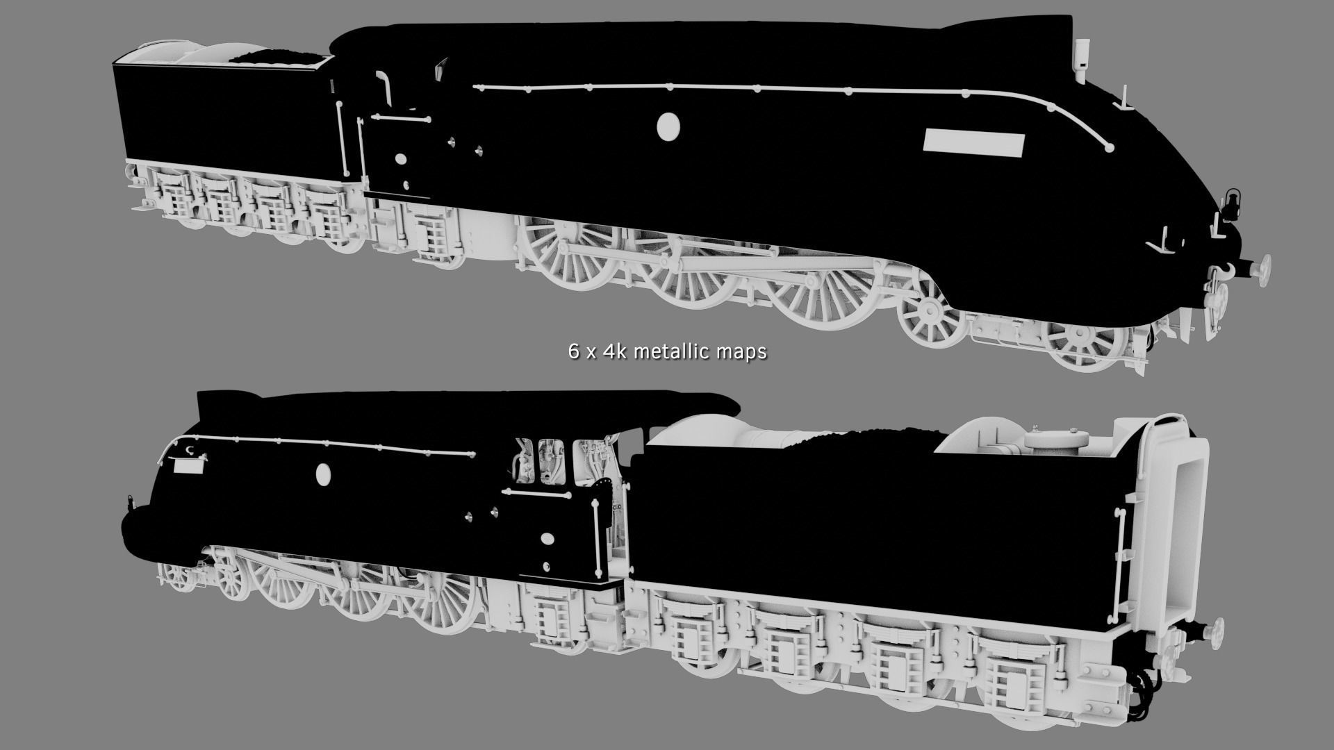 Mallard steam train 3D model_14