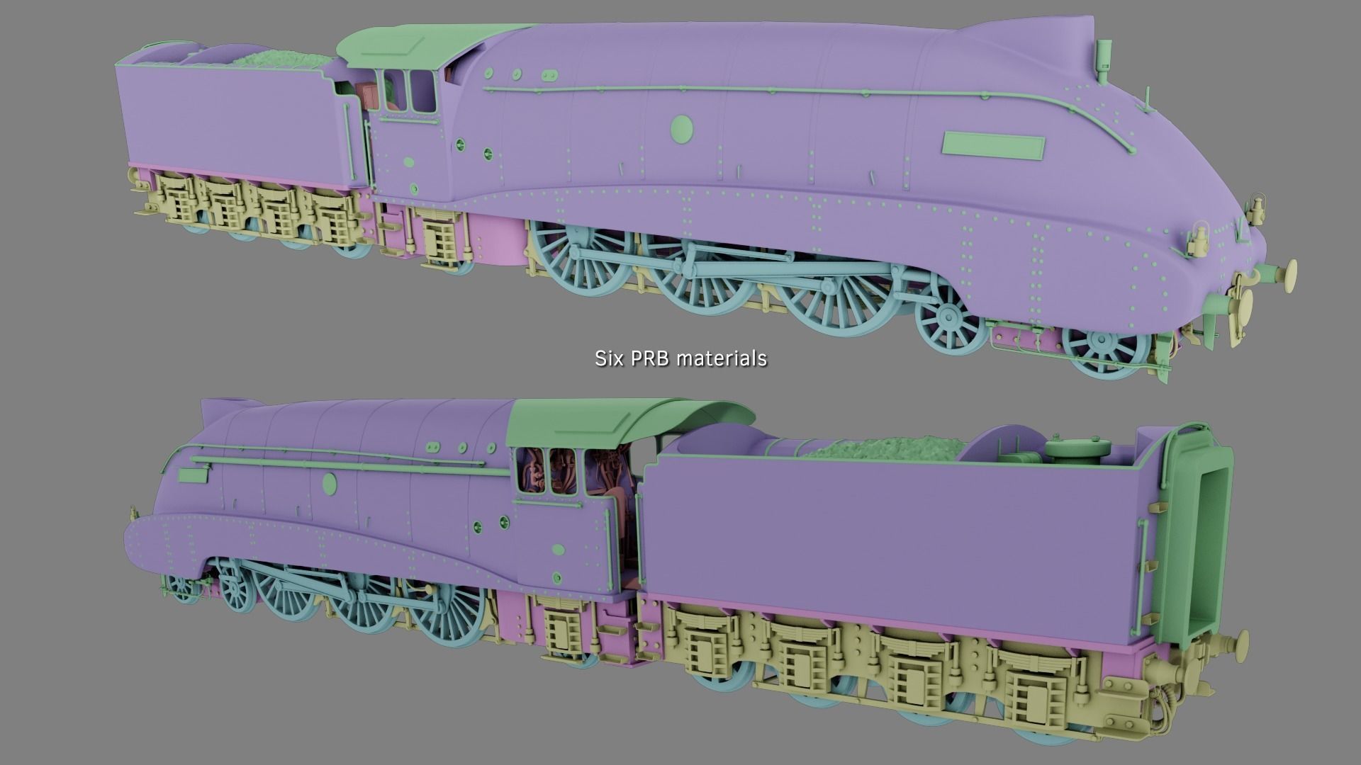 Mallard steam train 3D model_11