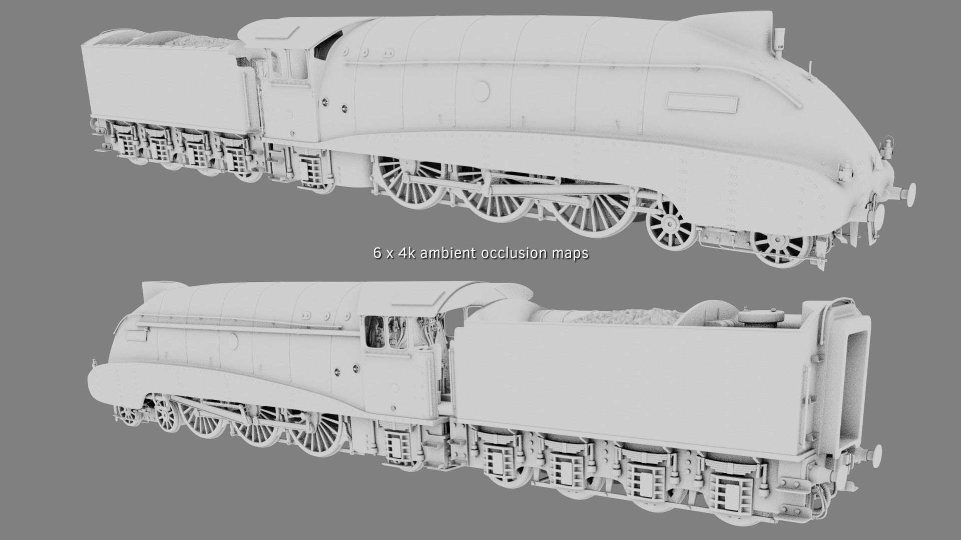 Mallard steam train 3D model_13
