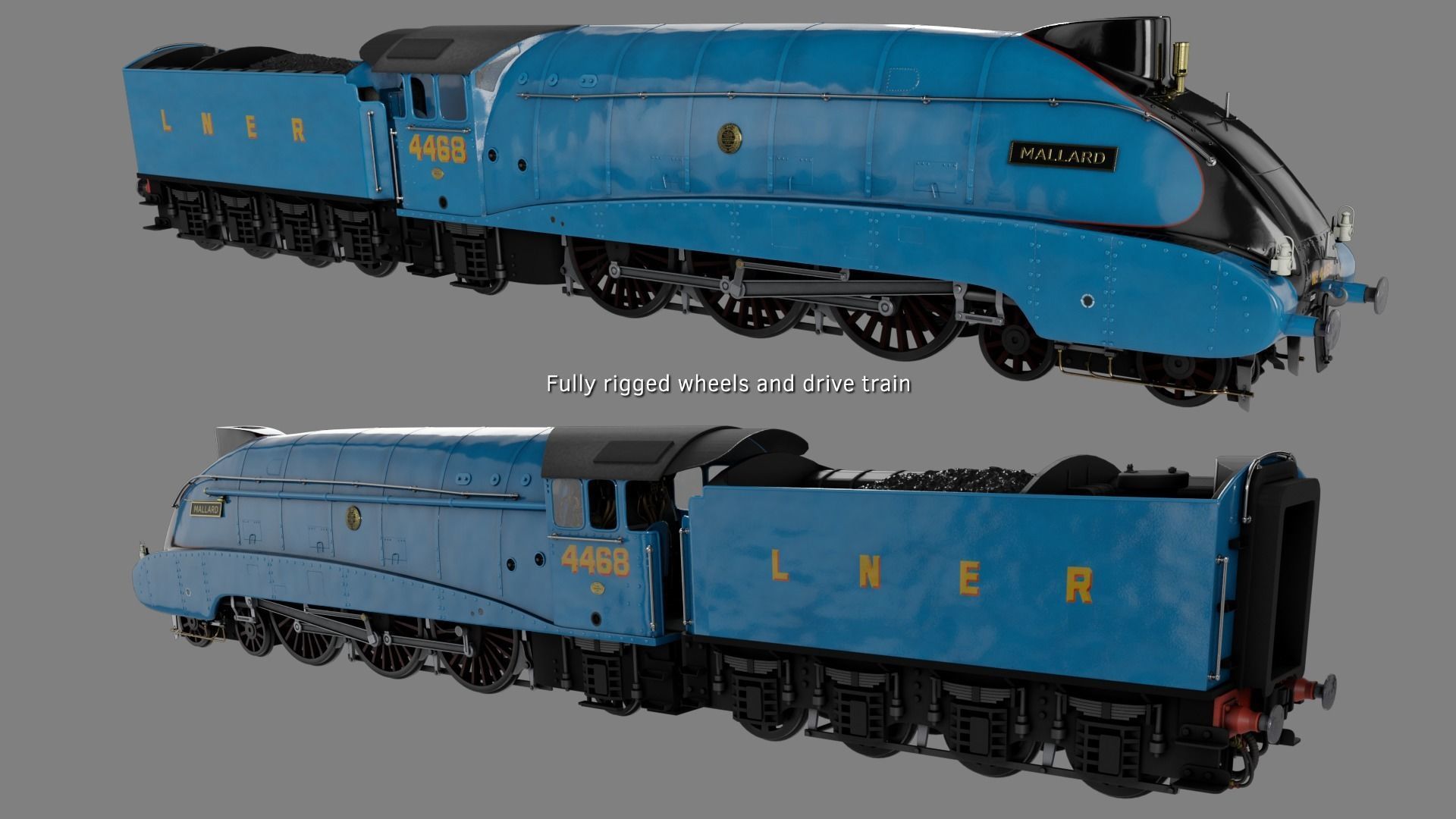 Mallard steam train 3D model_17