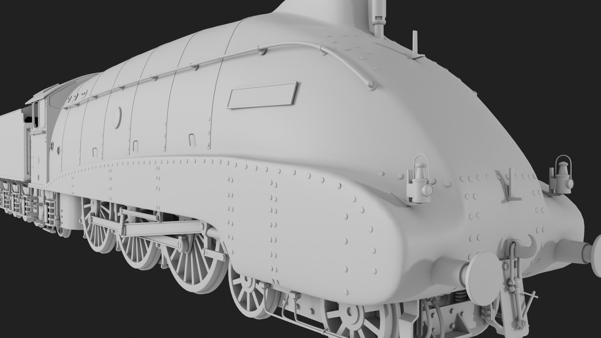 Mallard steam train 3D model_7