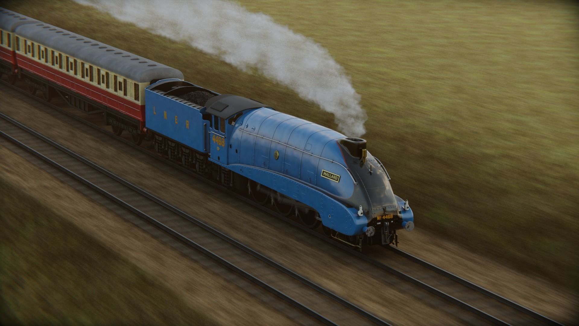 Mallard steam train 3D model_4