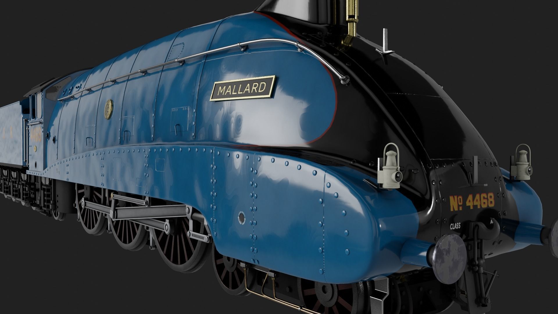 Mallard steam train 3D model_8