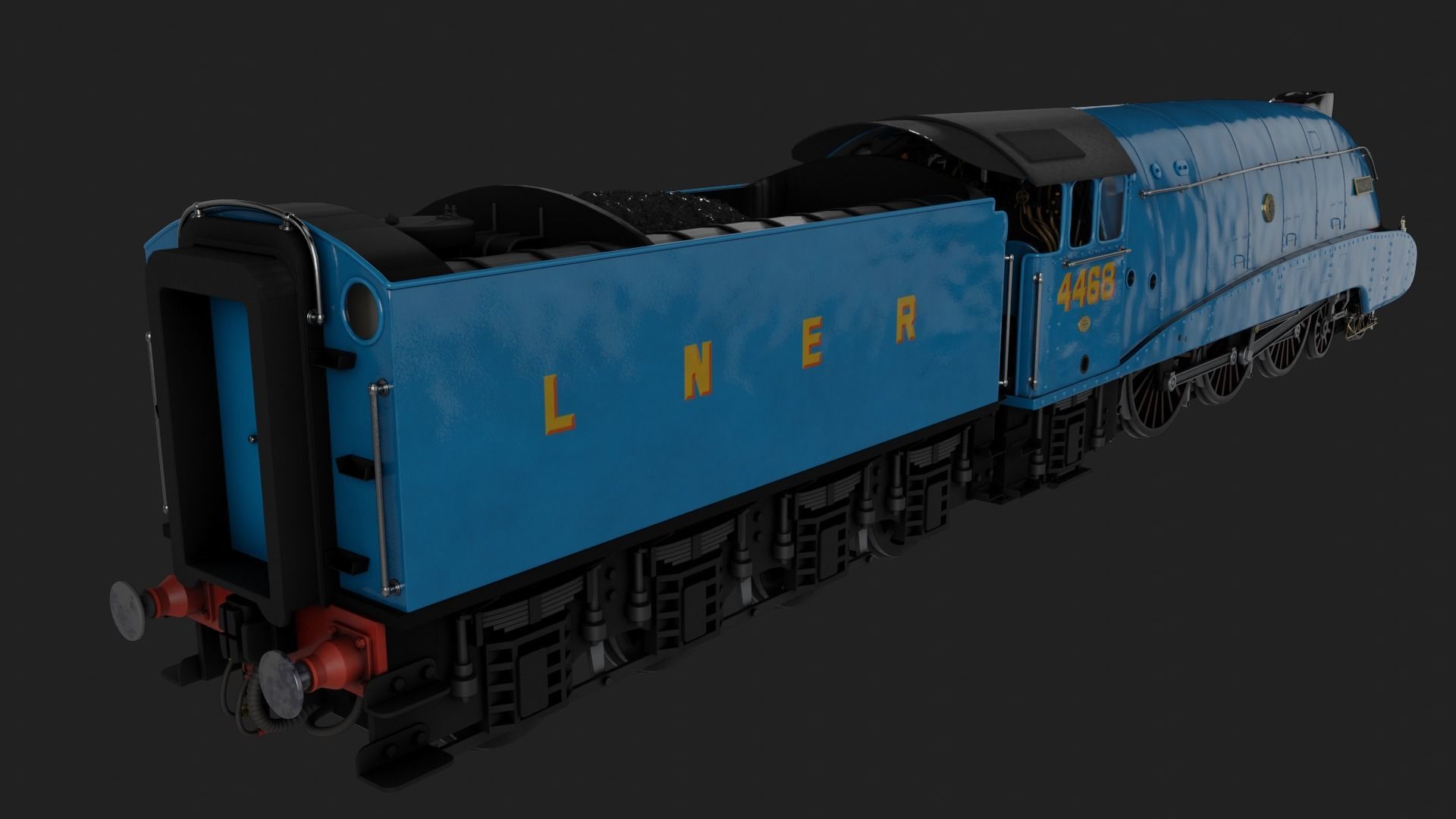 Mallard steam train 3D model_10