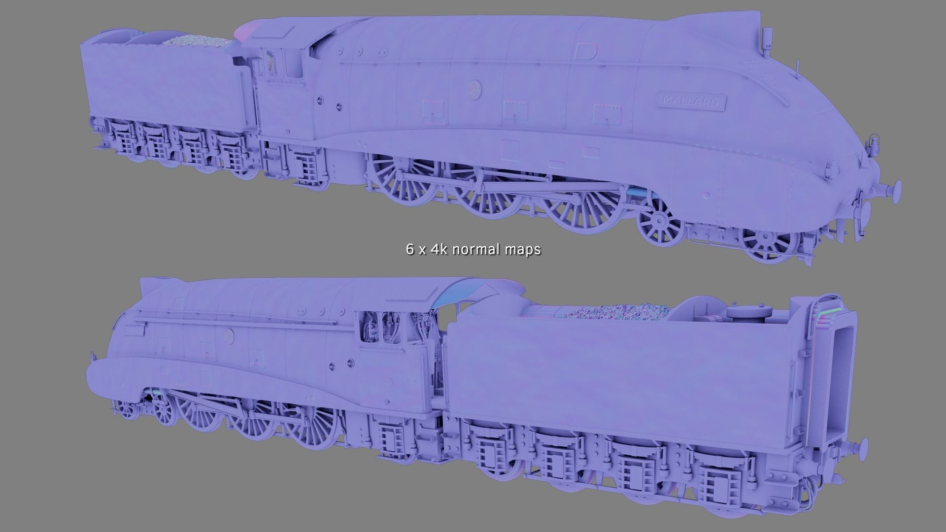 Mallard steam train 3D model_16