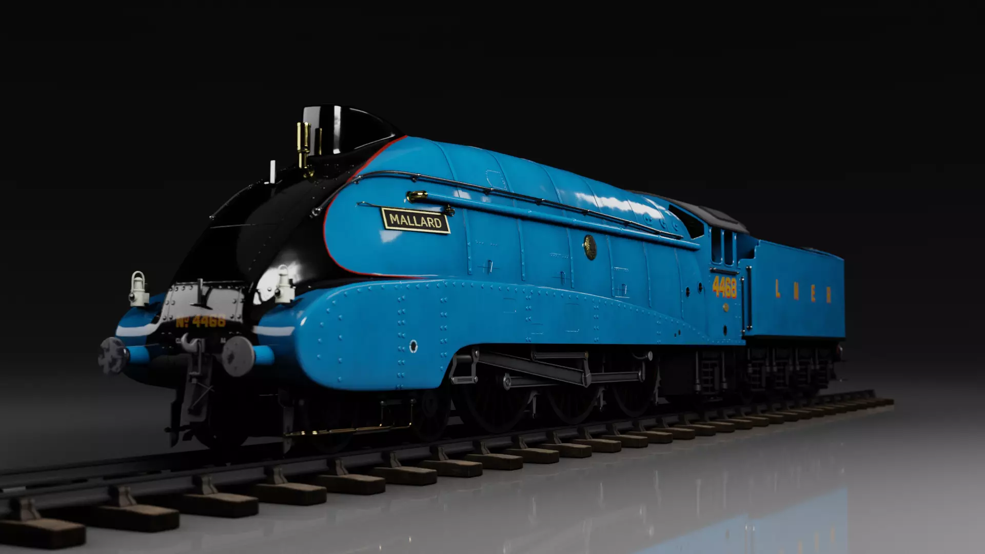 Mallard steam train 3D model_0