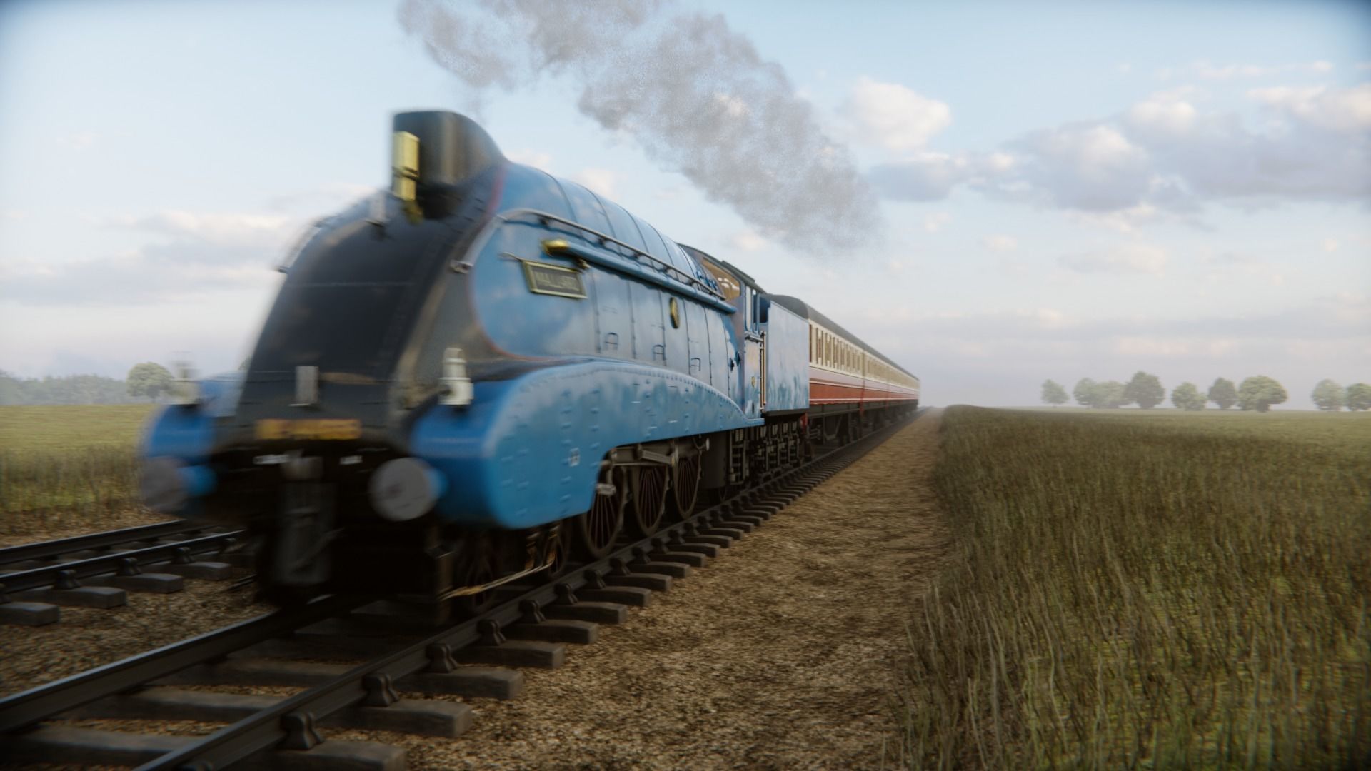 Mallard steam train 3D model_3