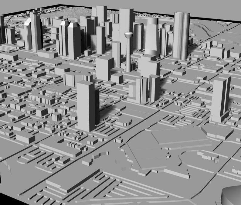 3D Calgary Map City Art 3D Landmark Calgary Skyline 3D Art 3D print model_3