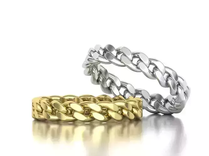 Cuban Link Chain Ring Stackble Ring 4mm wide