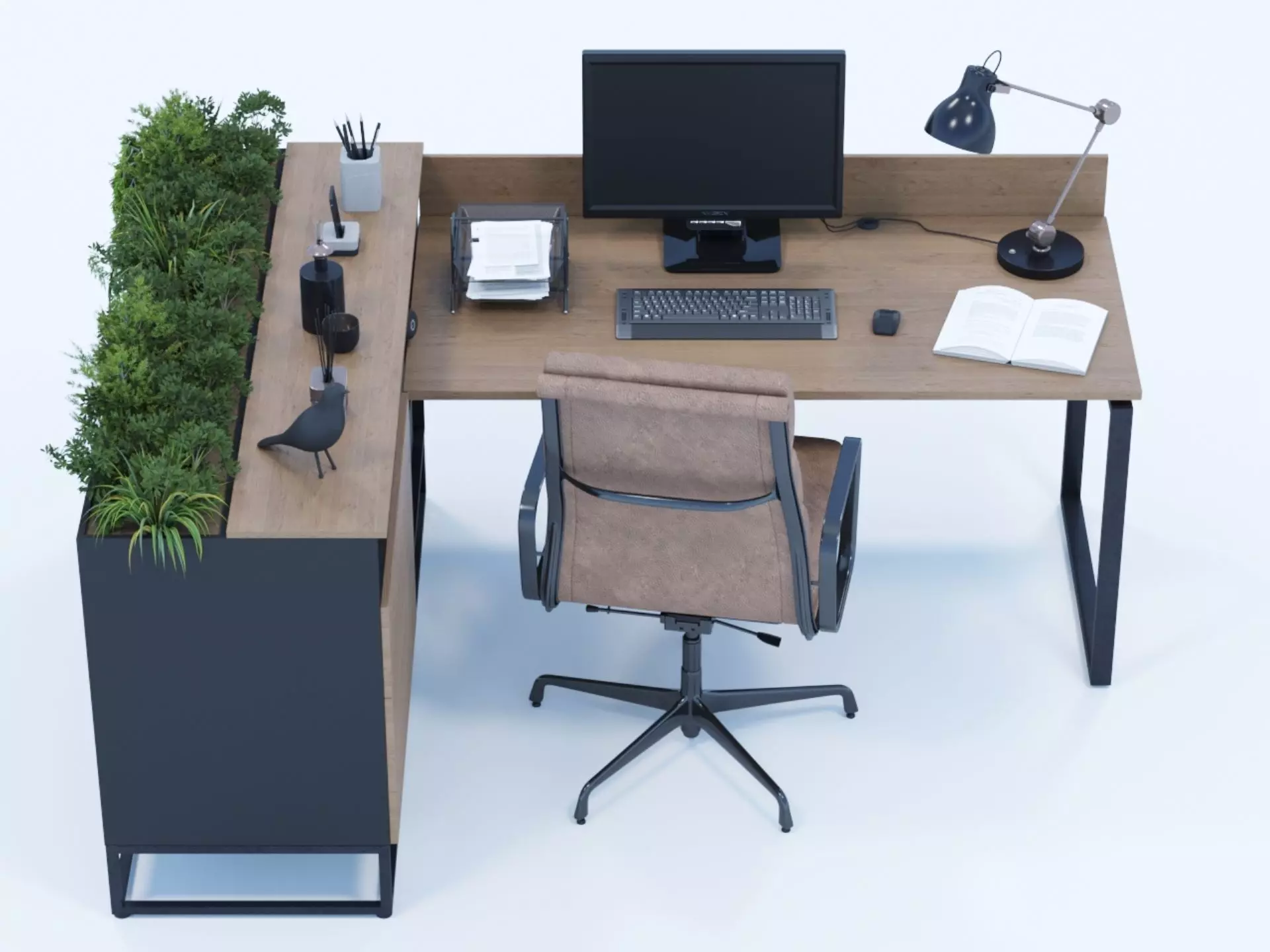 Office desk 3D model_0