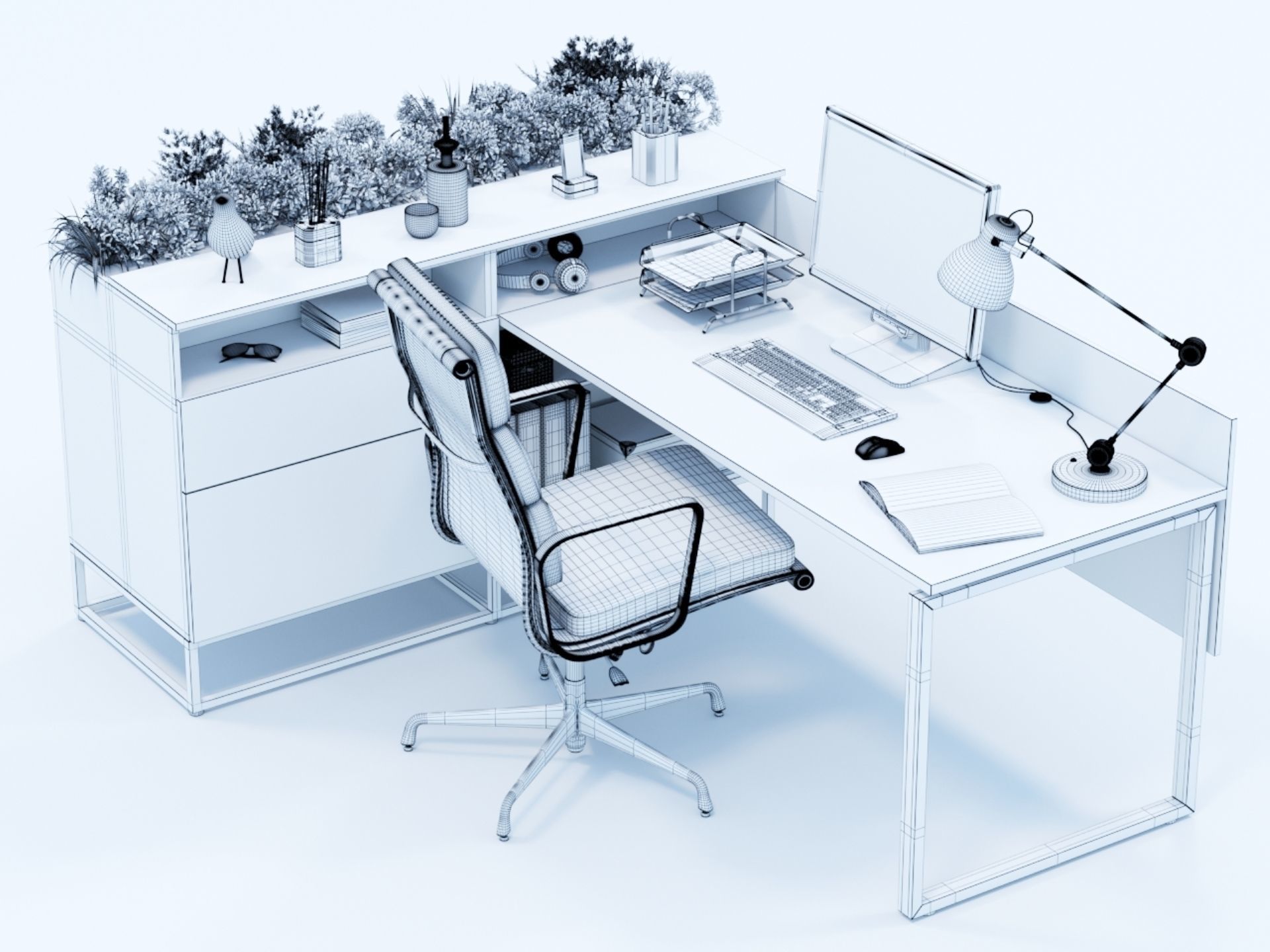 Office desk 3D model_1