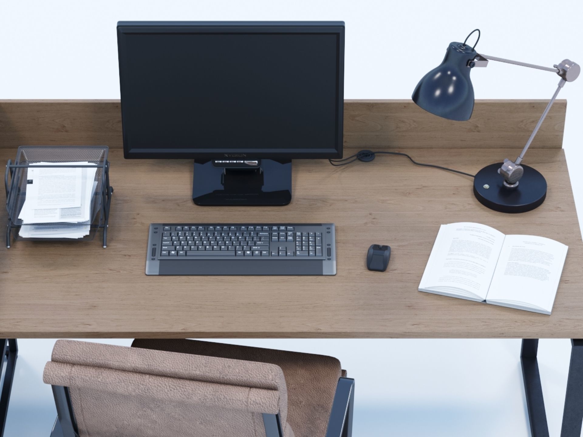 Office desk 3D model_3