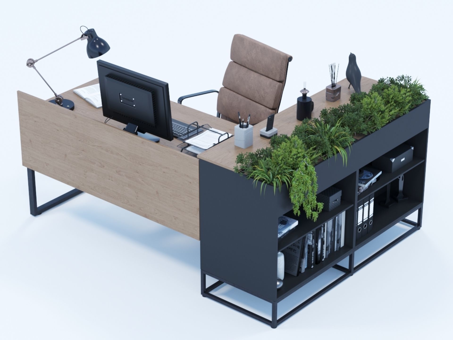 Office desk 3D model_2