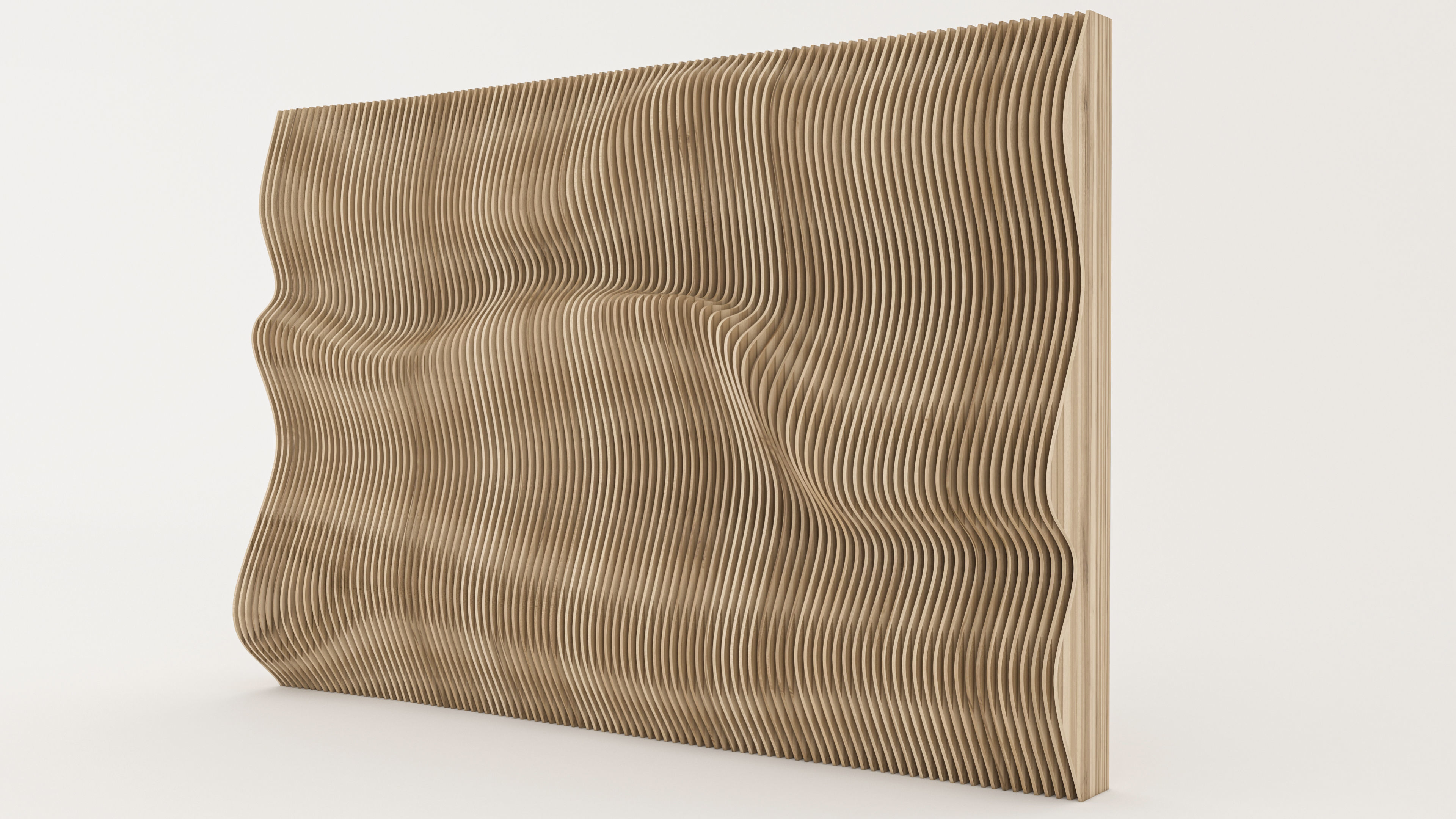 Parametric Sculptural Wall  and Parametric Wooden Bench 3D  Low-poly 3D model_6