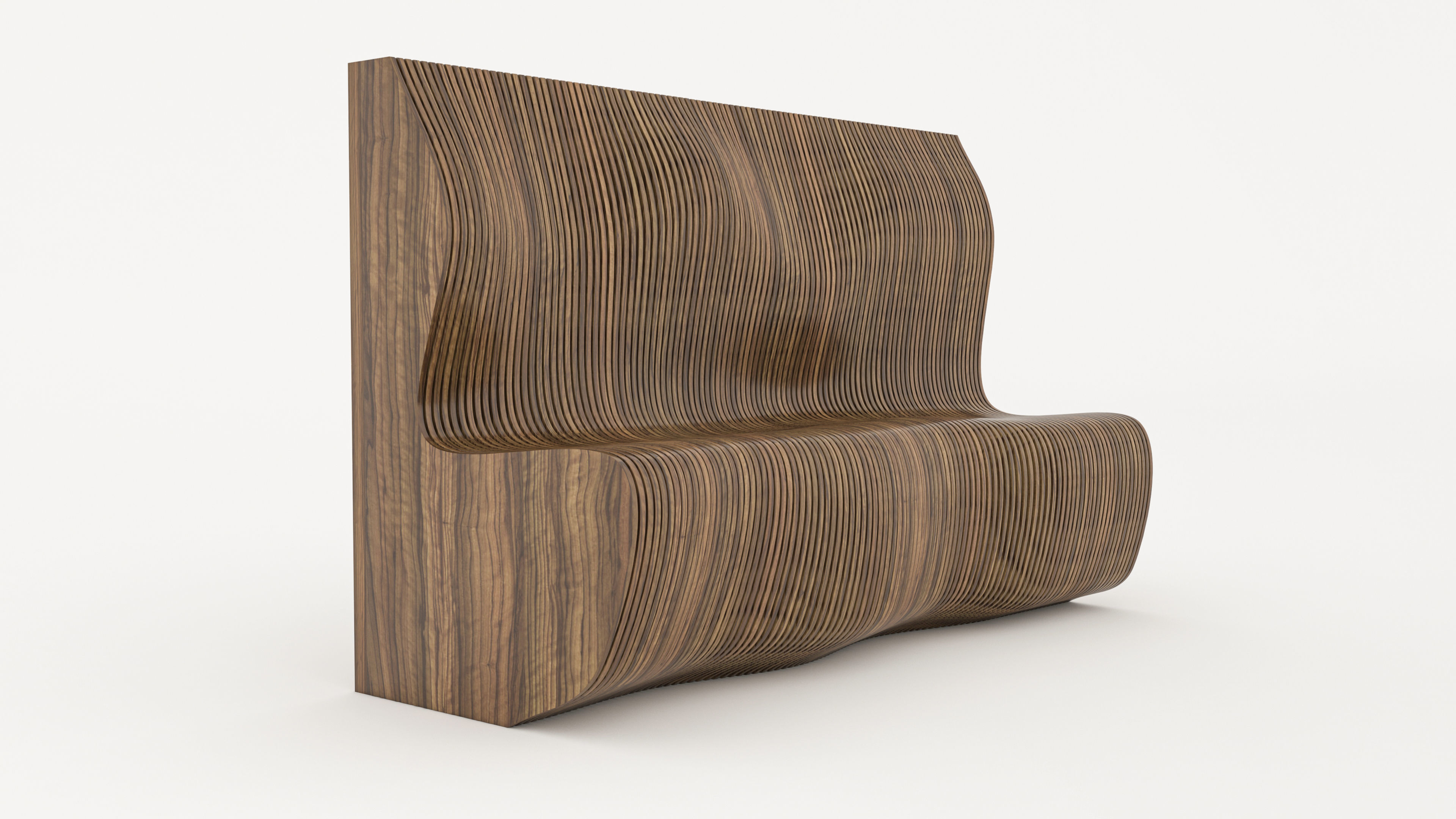 Parametric Sculptural Wall  and Parametric Wooden Bench 3D  Low-poly 3D model_7