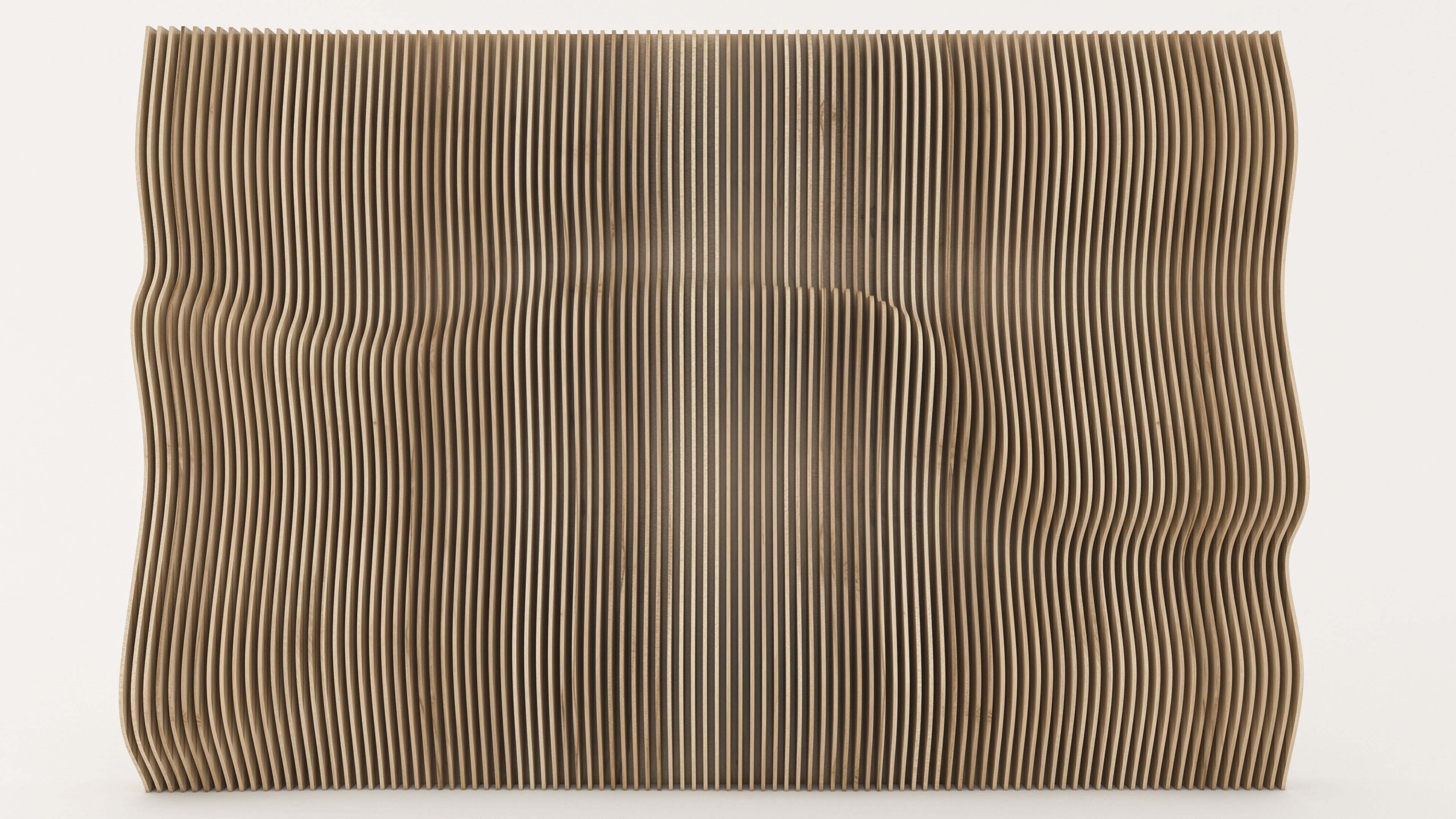 Parametric Sculptural Wall  and Parametric Wooden Bench 3D  Low-poly 3D model_4